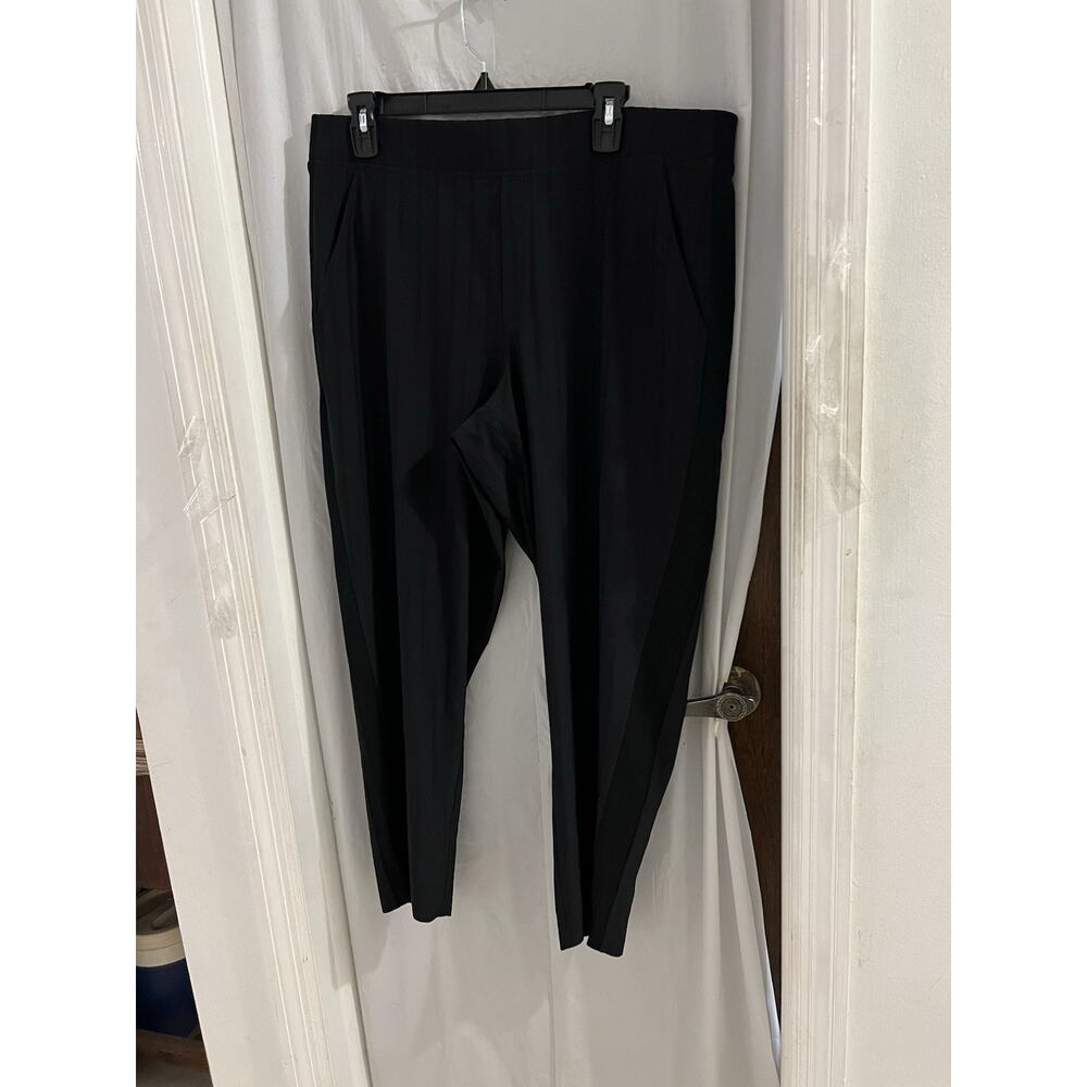Athleta Black Mono Striped Brooklyn Mid Ride Ankle Pull On Pants Sz 16